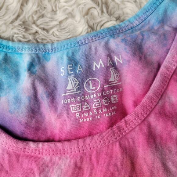 Aruba Mens Tie Dye Turtle Sleeveless Tank Top Large - Picture 4 of 4